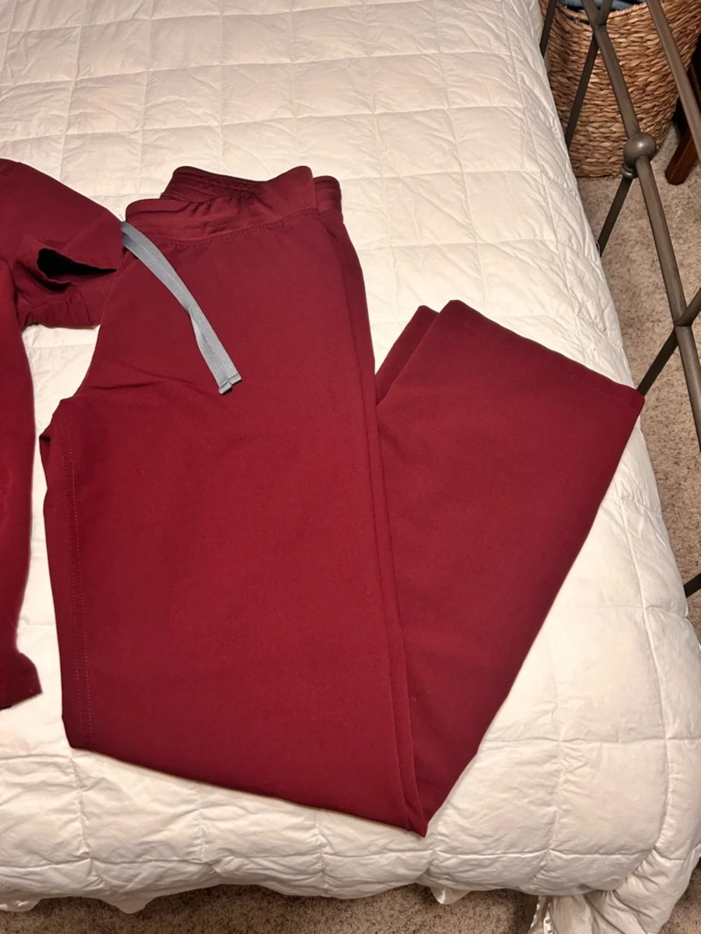 Figs Women's Scrub Set - Burgundy Top & Pants - Picture 2 of 6